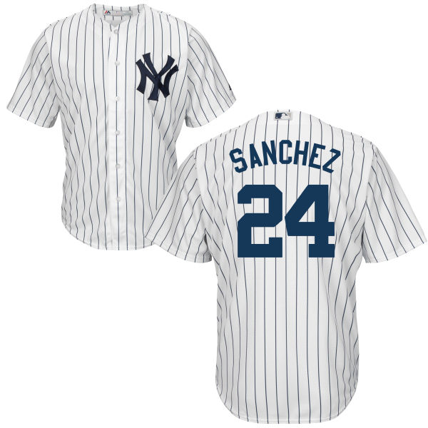 Yankees #24 Gary Sanchez White Home Stitched Youth MLB Jersey - Click Image to Close